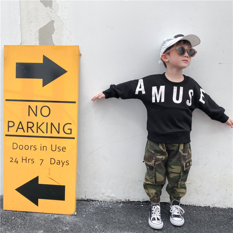 Children's Patchwork Letter Pullover Sweater | Kids Cotton Top