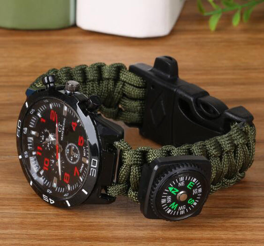 6-in-1 Paracord Survival Bracelet – Compass, Fire Starter & 480kg Rope