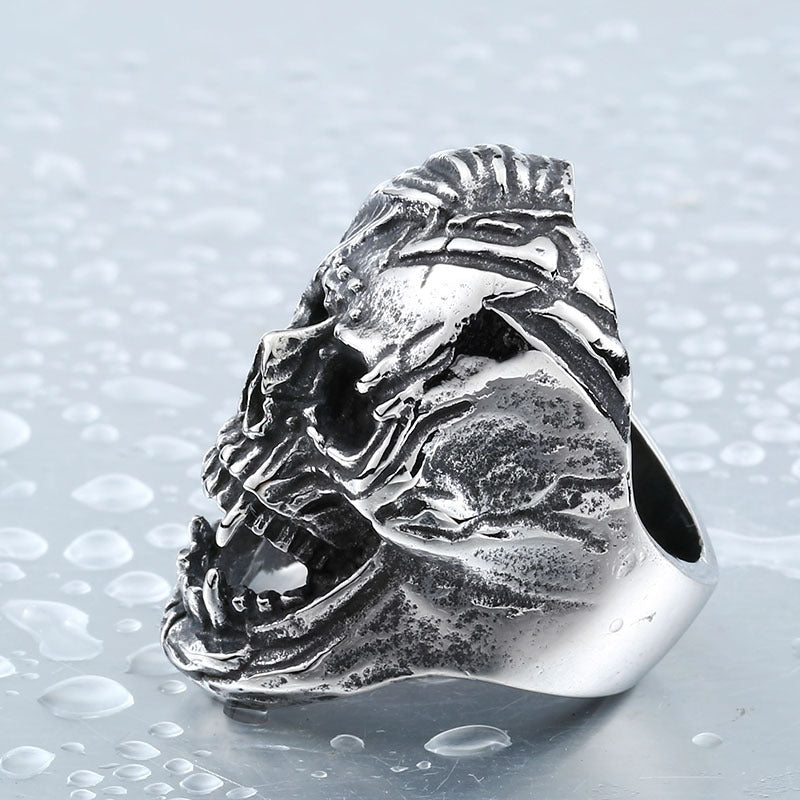 Men's Titanium Steel Engraved Skull Ring – Overbearing Punk Personality Band