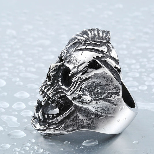 Men's Titanium Steel Engraved Skull Ring – Overbearing Punk Personality Band