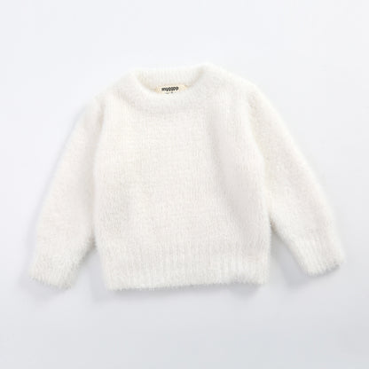 Girls Fluffy Pullover Sweatshirt – Soft Plush Top