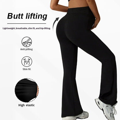 Maternity High Waist Flare Trousers - Tummy Support