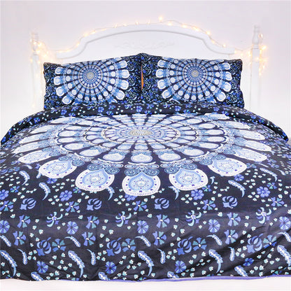 Blue Peacock Print Duvet Cover Set | Twin Full Queen King