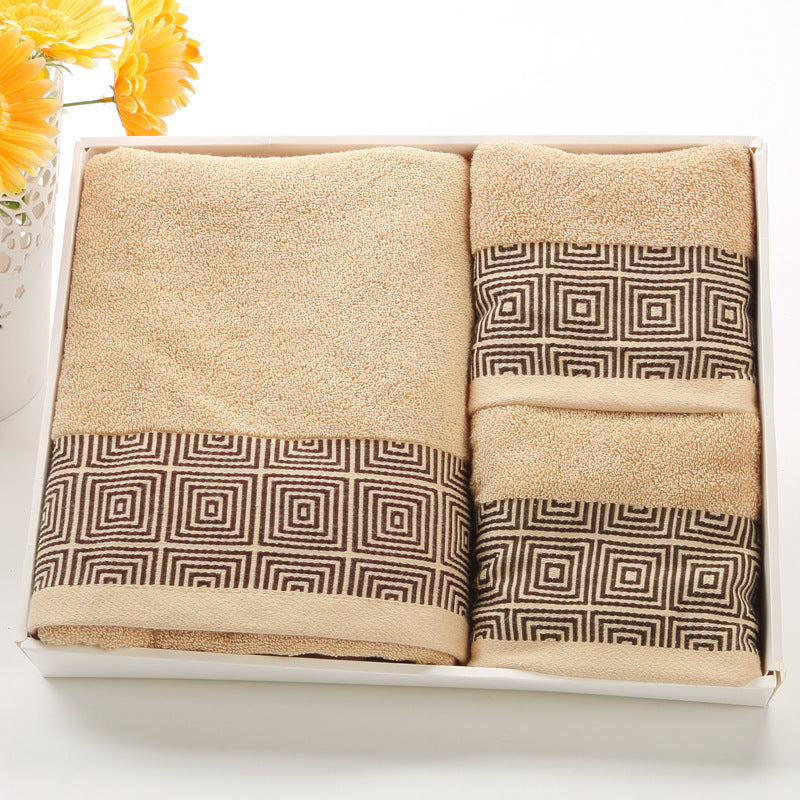 Embroidered Cotton Hotel Towel Set | 3-Piece Jacquard Bath & Hand Towels