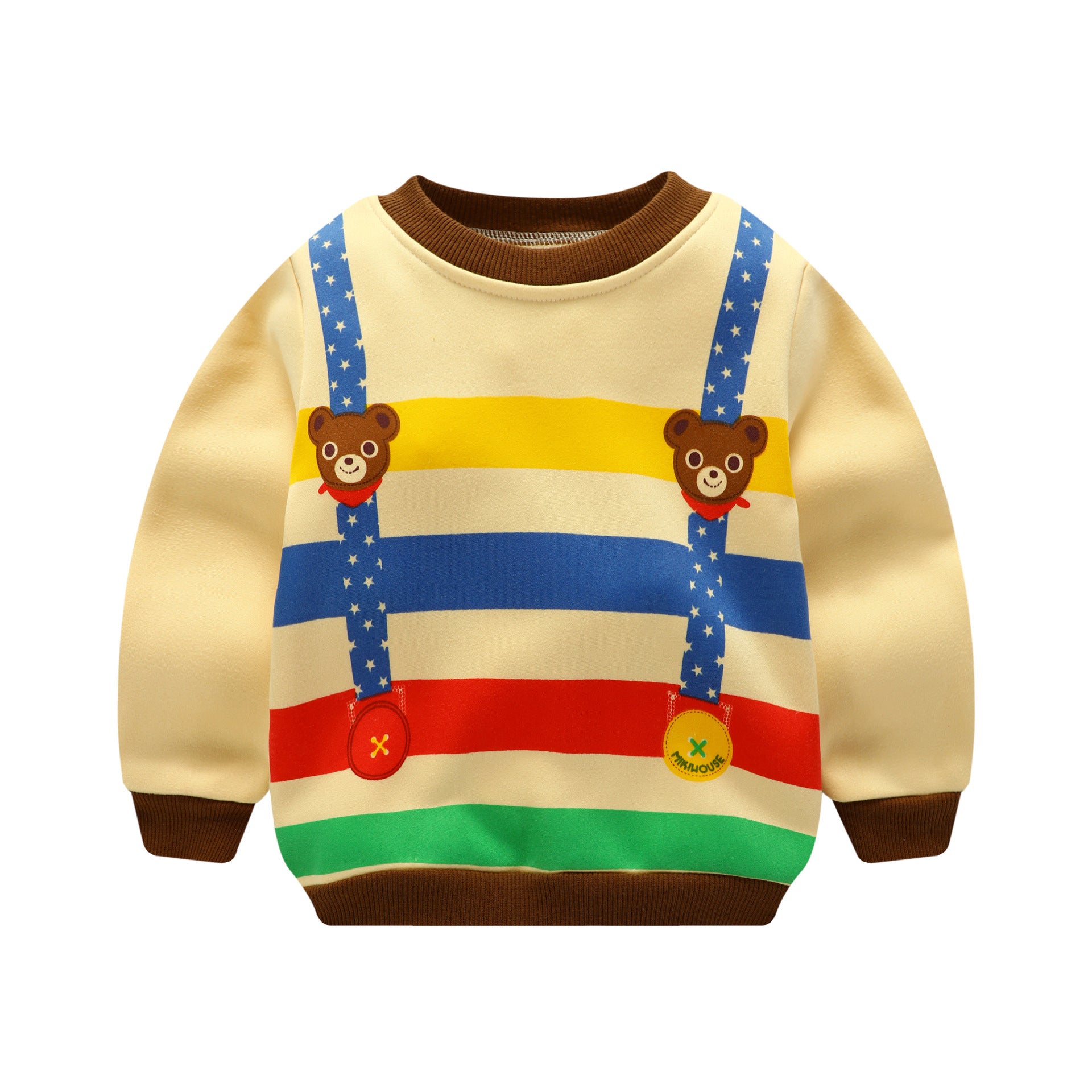 Kids Fleece-Lined Cartoon Print Sweatshirt | Unisex Winter Jumper