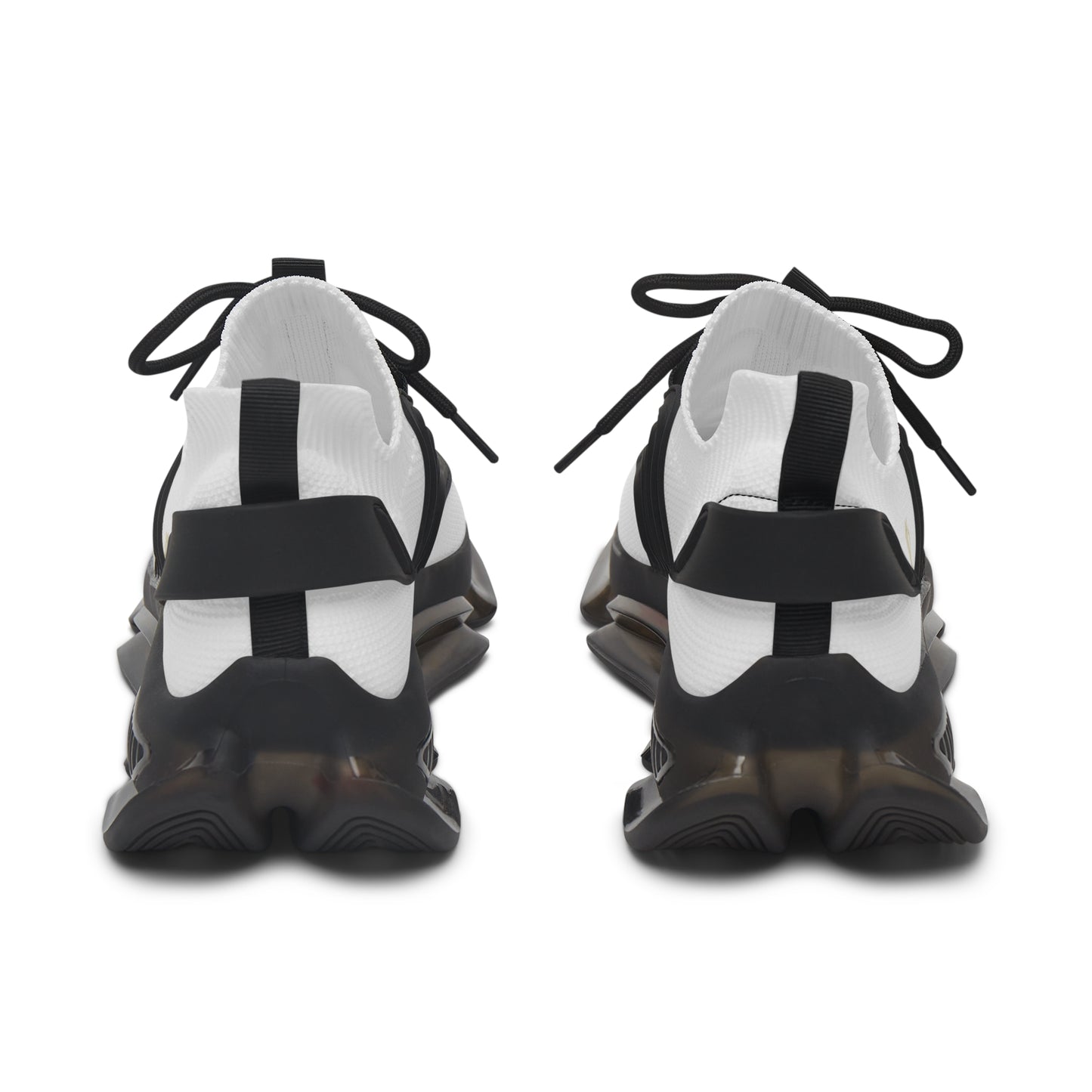Black and white checkered shoes with transparent soles on a white background
