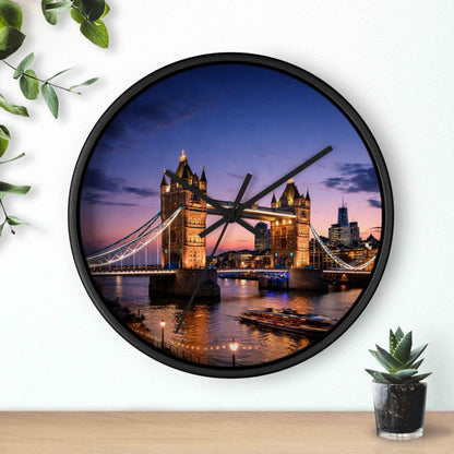 London Tower Bridge Wall Clock – Nighttime Cityscape Decorative Timepiece