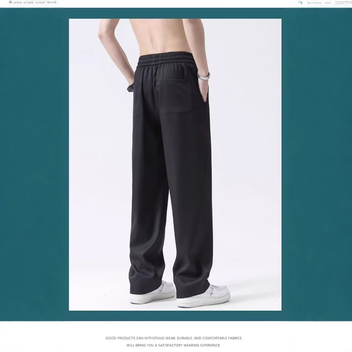 Men's Ice-Silk Lightweight Summer Trousers | Black | M-5XL