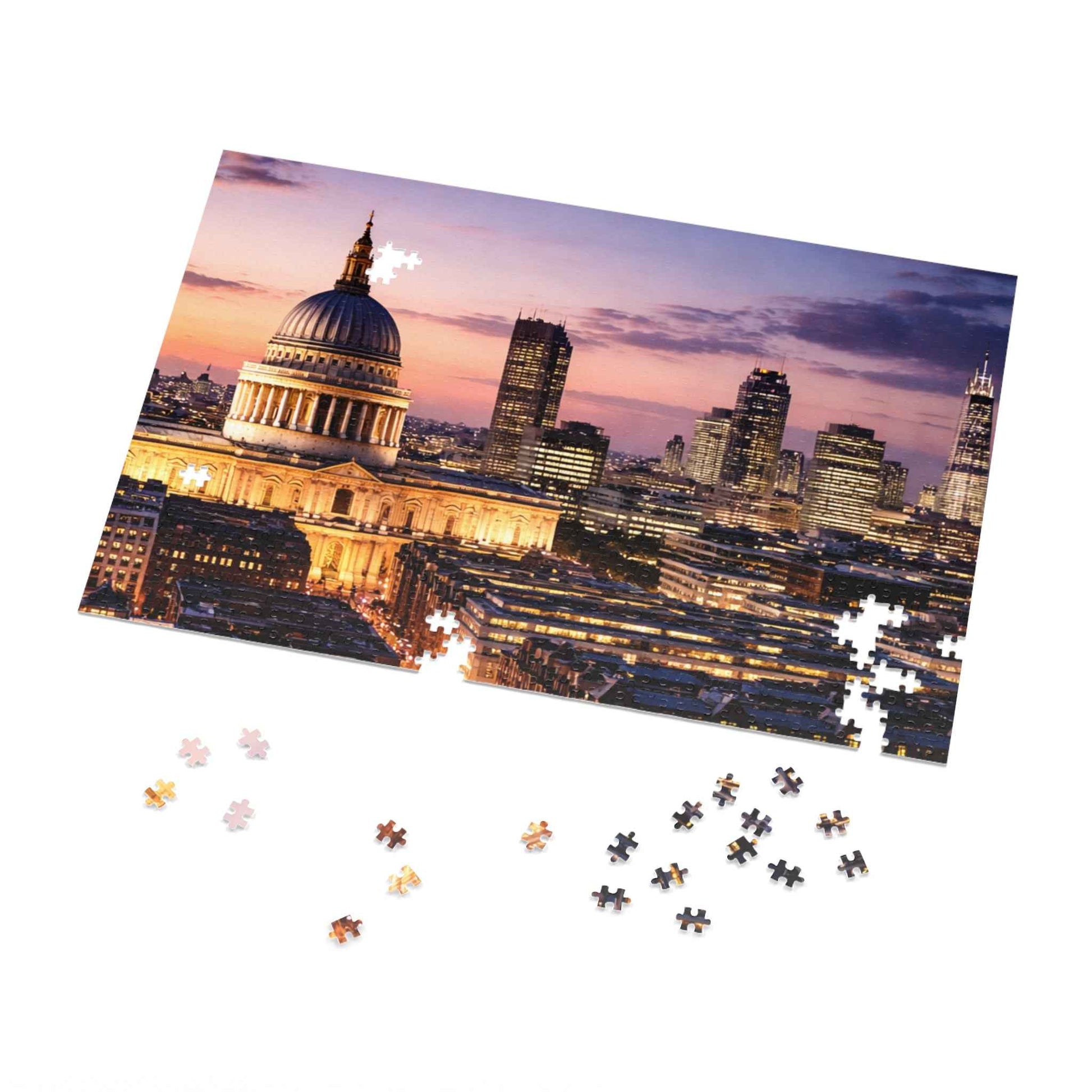 London Skyline Jigsaw Puzzle with Tin – Sunset Cityscape Gift