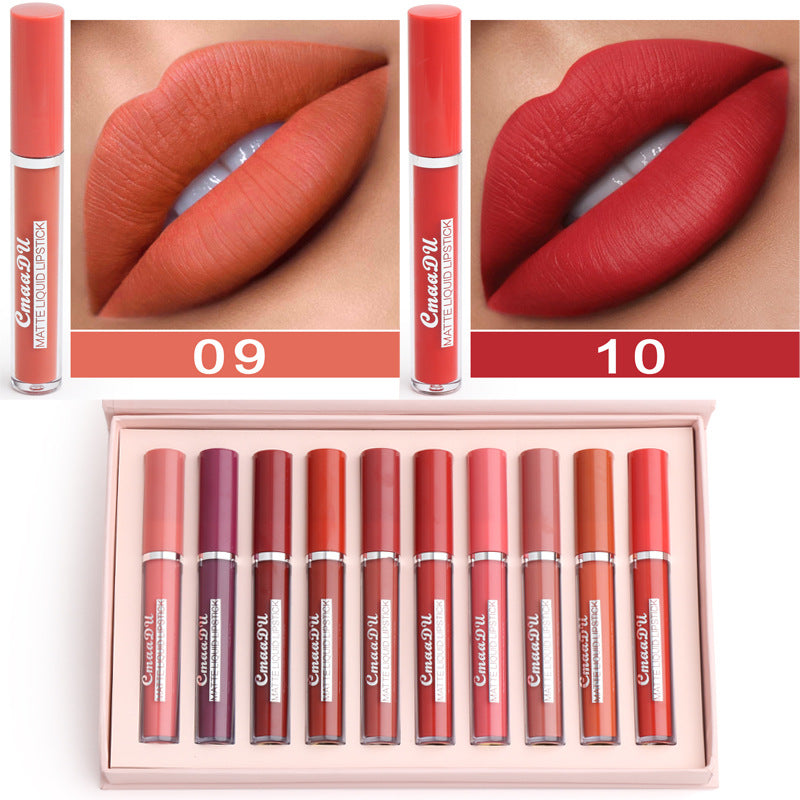 Waterproof Matte Lip Gloss Set 10 Pack | Long-Lasting Assorted Shades