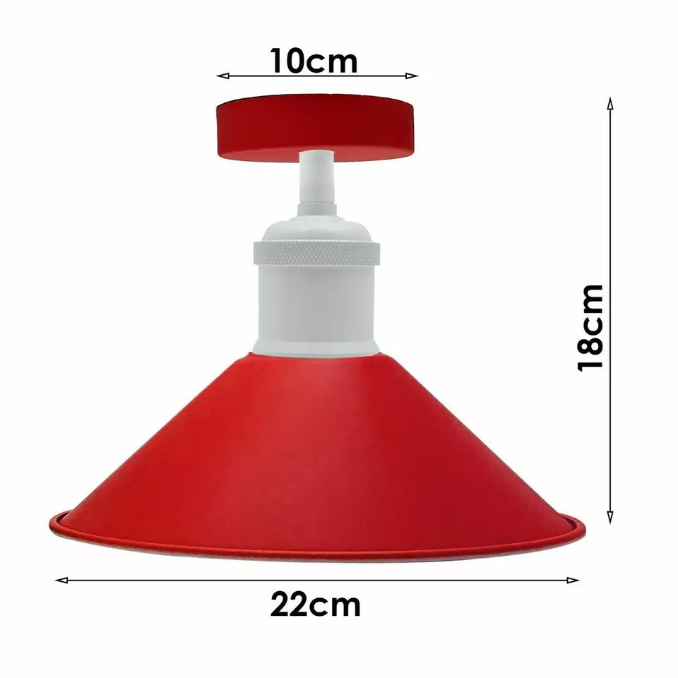 Vintage Flush Mount Metal Cone Industrial pendant ceiling light ~5656-3