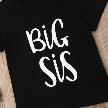Kids Unisex Short Sleeve Print T-Shirt – White & Black