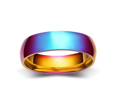 Unisex Ocean Rainbow Ring – Multicolour Statement Band Sizes 4–13