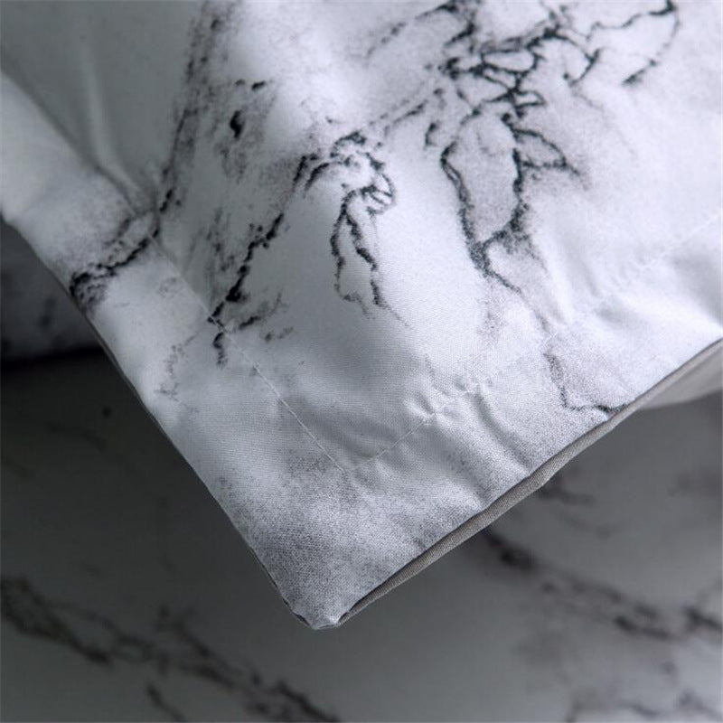 Marble & Solid Print Polyester Duvet Cover Set – Reactive Dye Twill