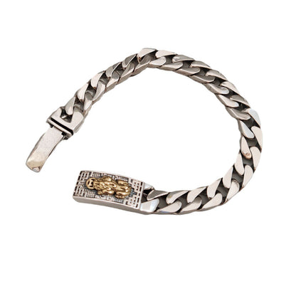 Unisex S925 Silver Cuban Bracelet – 9mm Retro Geometric Chain