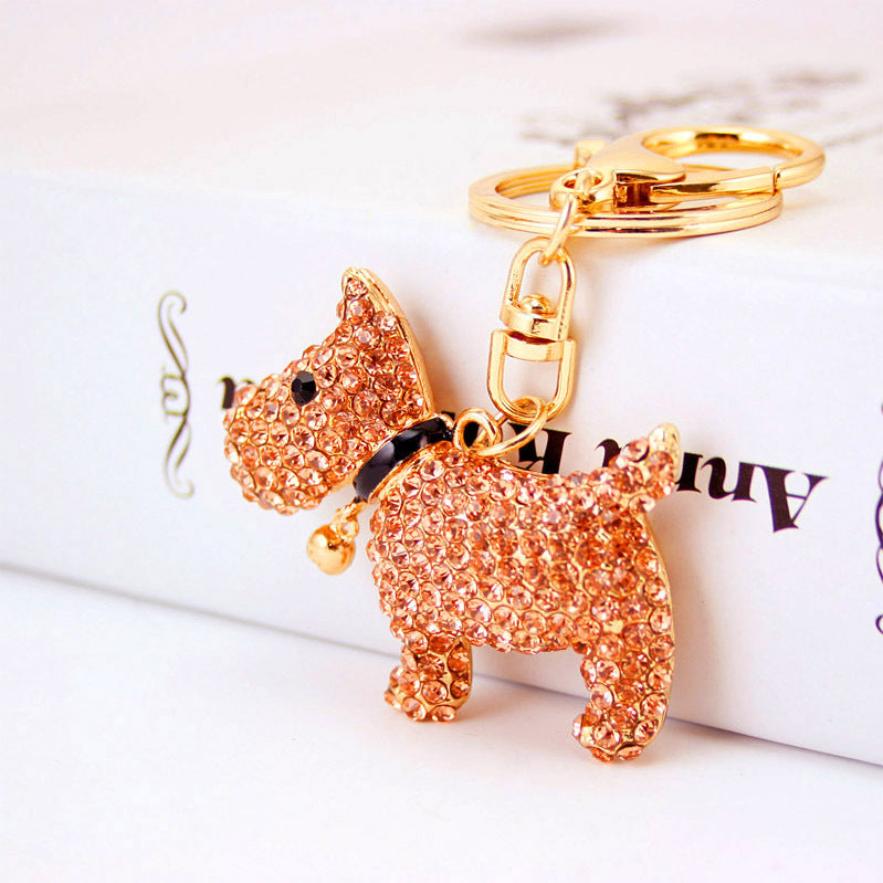 Diamond Bell Puppy Keychain | Zinc Alloy Charm | JP Collections