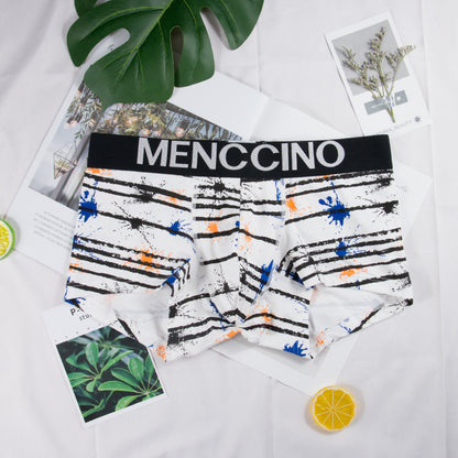 Men's Cotton Colour Ink Print Boxer Briefs – Breathable Low-Waist