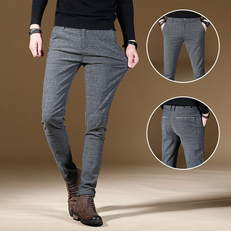 Men's Casual Trousers – Straight Leg Pants in Grey, Blue & Black