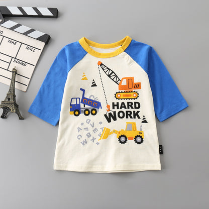 Kids Striped Cartoon Print T-Shirt | Unisex Children's Tee