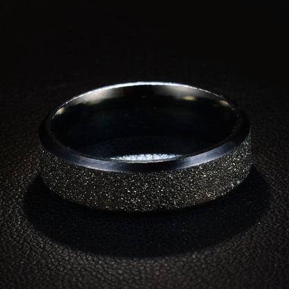 Unisex Stainless Steel Frosted Matte Ring – 6mm Minimalist Band Gold, Black & Blue