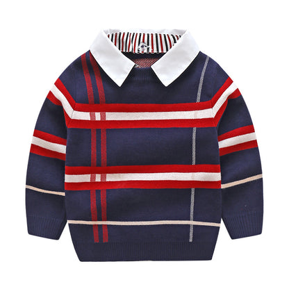 Boys' Plaid Jacquard Knit Sweater | Smart Kids Knitwear