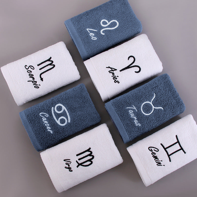 Zodiac Constellation Embroidered Cotton Towel | All 12 Star Signs | 2 Sizes