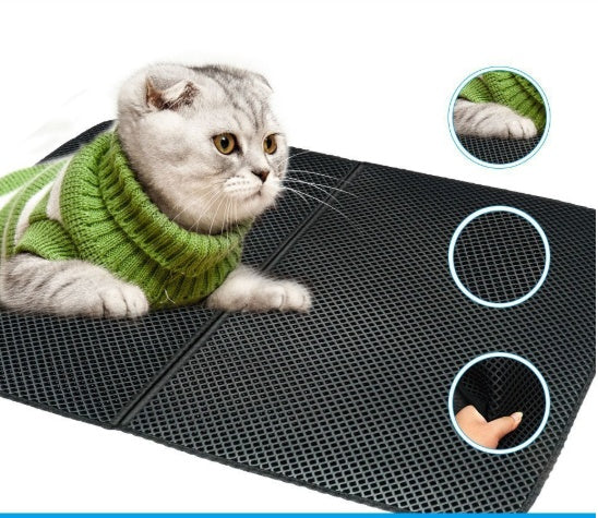 Waterproof Cat Litter Mat – EVA Honeycomb Double Layer | Foldable | Sizes XS–L