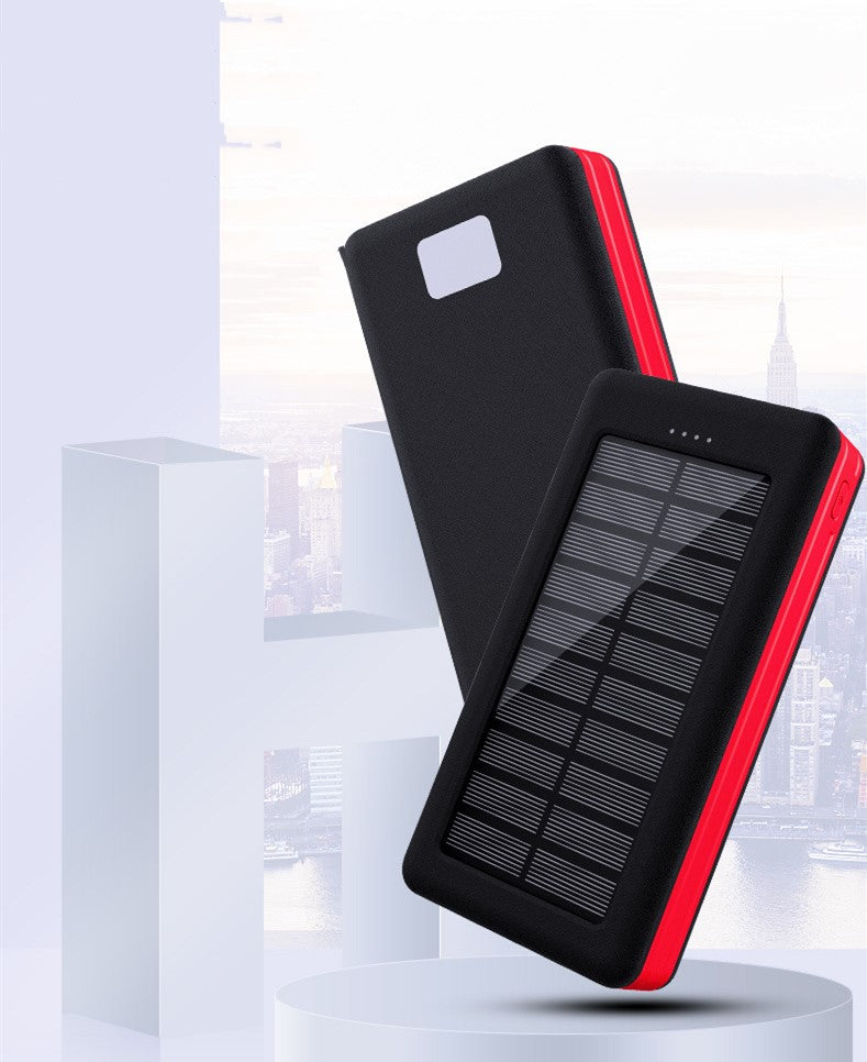 30,000mAh Solar Power Bank – High Capacity Outdoor Camping Portable Charger Red & Black