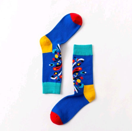 Men’s Novelty Jacquard Cotton Socks 10 Patterns Fireworks Christmas Tree