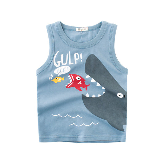 Children's Cartoon Print Sleeveless Cotton Top | Ages 3-8