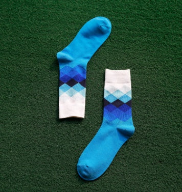 Men’s Cotton Diamond Pattern Long Socks EU 41-46 – 10 Styles