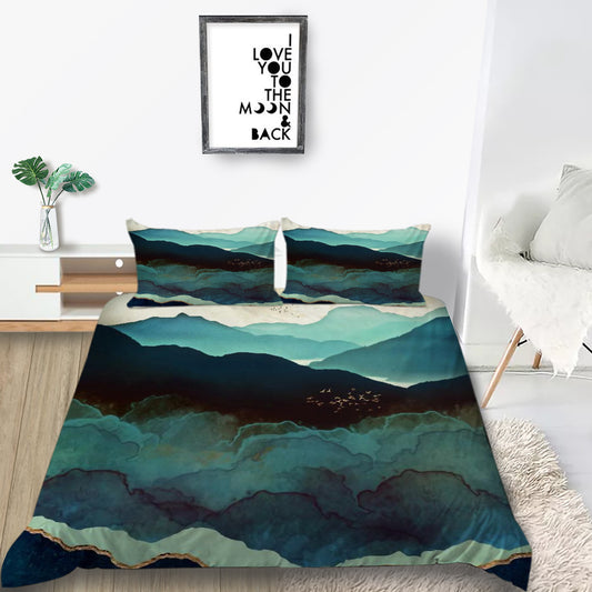 Green Printed Polyester Duvet Cover Set | GB US AU Sizes