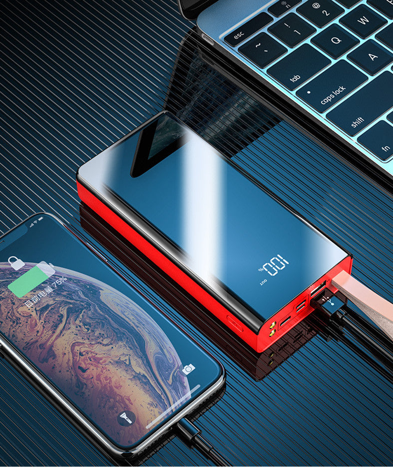 Large Capacity Power Bank with Mirror Display – 20000mAh & 30000mAh Black & Red
