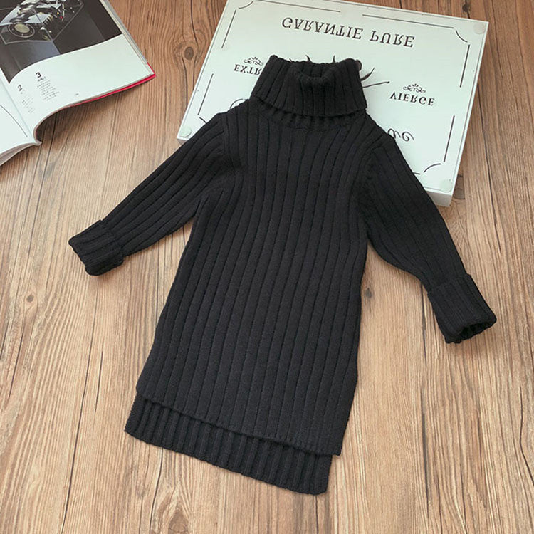 Girls Split-Hem Knit Sweater – Soft Cotton Kids Pullover