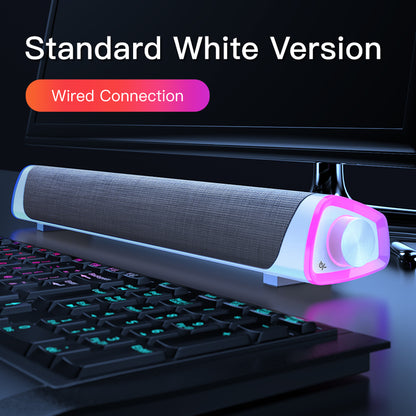 6W Bluetooth 5.0 Computer Speaker Bar | Stereo Sound | USB | Black & White