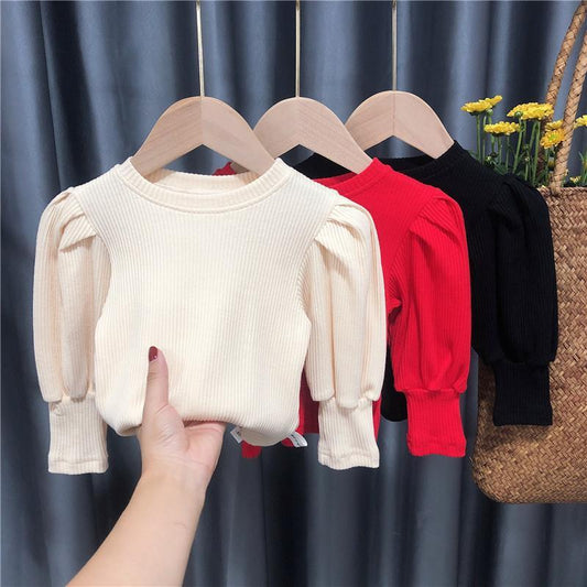 Girls Puff Sleeve Cotton Long Sleeve Top – Princess Style