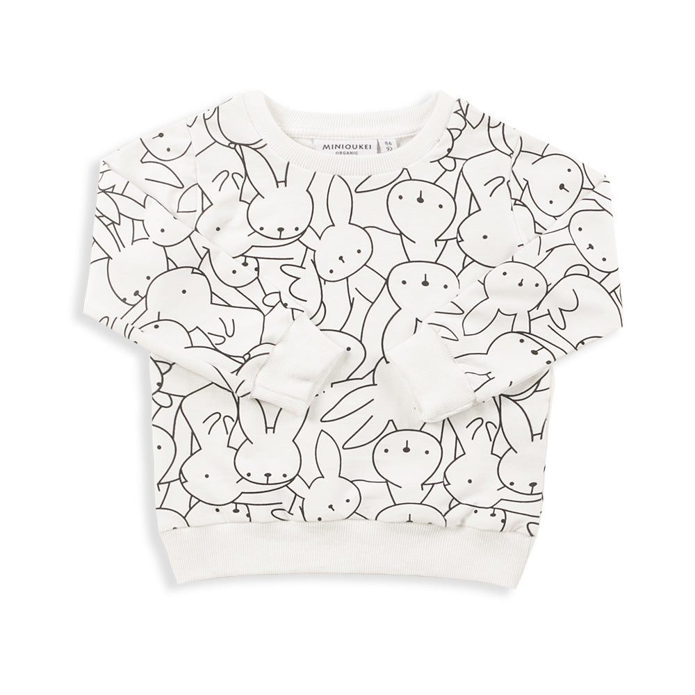 Girls Cotton Rabbit Print Long Sleeve Top – Soft Kids Pullover