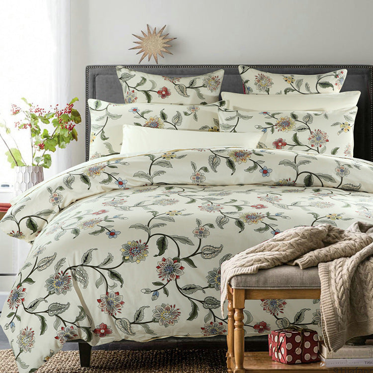 Floral Print Cotton Blend Duvet Cover | 6 Colours 2 Sizes