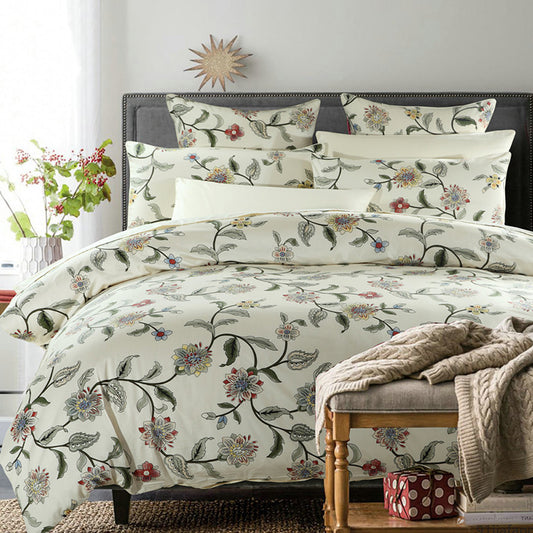 Floral Print Cotton Blend Duvet Cover | 6 Colours 2 Sizes
