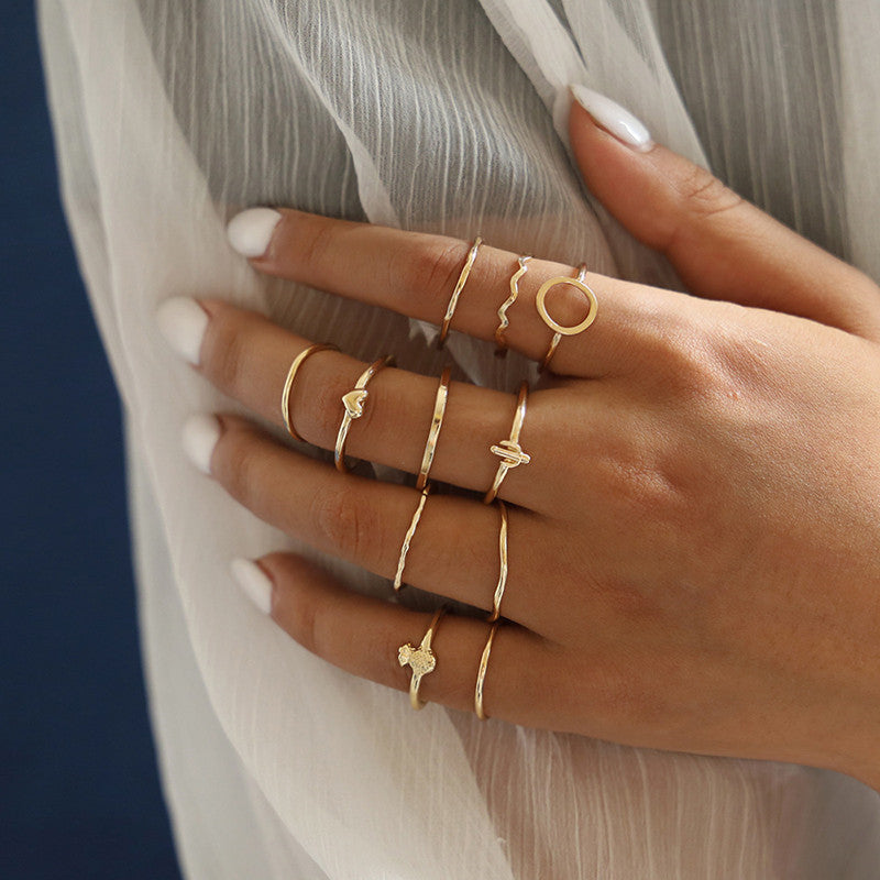 Women's Alloy Ring Set with Gemstone Inlay | 26 Designs | Stackable Rings