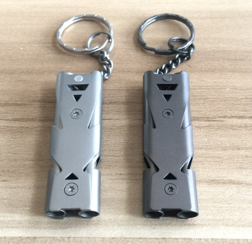 Emergency Keychain Whistle – Loud Survival Signal Whistle Silver & Black