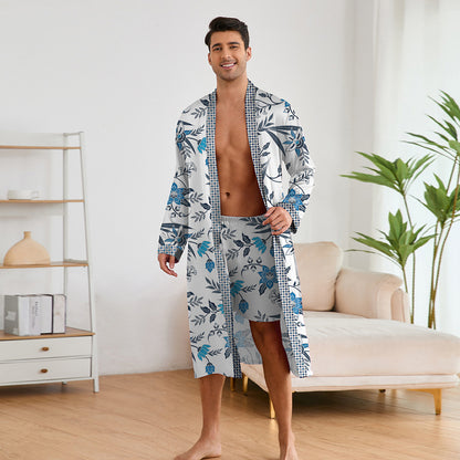 Men's Printed Robe & Shorts Set | Lightweight Silk Loungewear