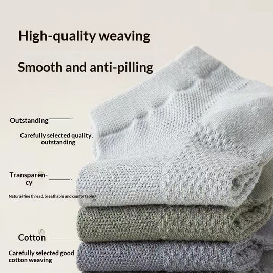 Unisex 100% Cotton Low-Cut Ankle Socks – Breathable Mesh Sole 7 Colours