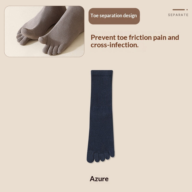 Men's Five-Toe Cotton Socks – Antibacterial Sweat-Absorbent Mid-Calf Toe Socks 7 Colours