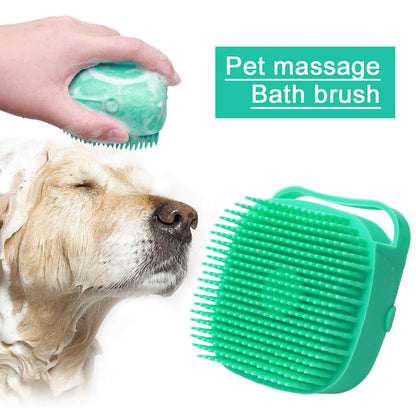 2-in-1 Pet Shampoo Dispenser & Massage Brush | Dog & Cat Bath Scrubber