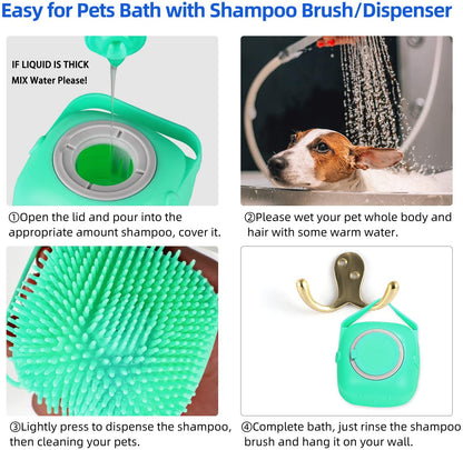 2-in-1 Pet Shampoo Dispenser & Massage Brush | Dog & Cat Bath Scrubber