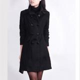 Women's Double-Breasted Wool Blend Coat – Mid-Length Fitted | XS–3XL