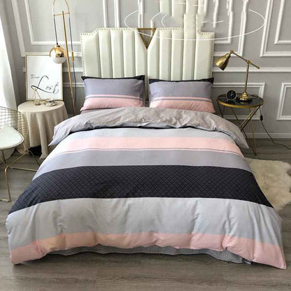 Pure Cotton 4-Piece Bedding Set – Geometric Print Duvet Cover Set for 1.8m Bed