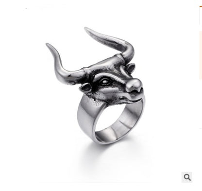 Men's Bull Head Ring – Bold Animal Statement Band US Sizes 8–12