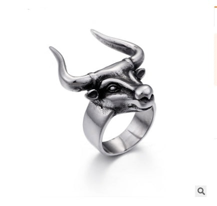 Men's Bull Head Ring – Bold Animal Statement Band US Sizes 8–12